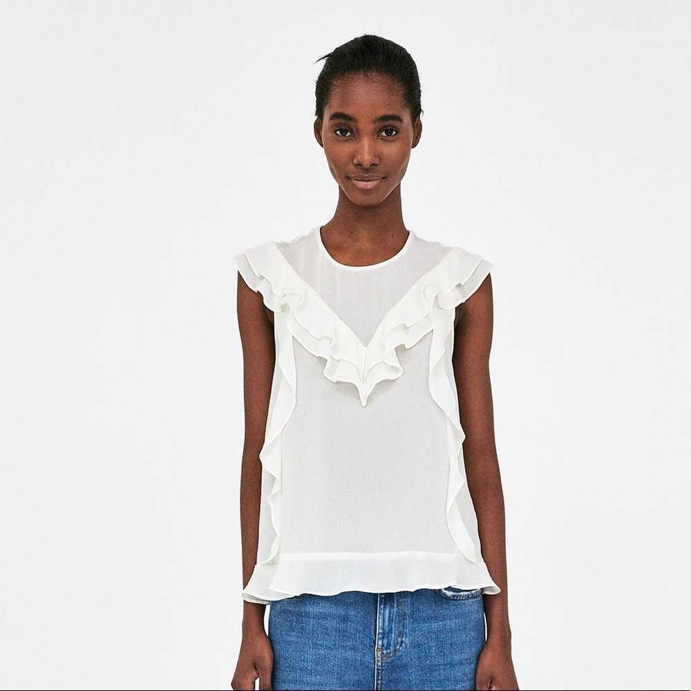 Zara romantic ruffled top